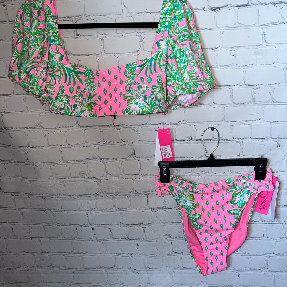 Lilly Pulitzer Puff Sleeve / high waist  Bikini 2 pc Set - Picture 4 of 12